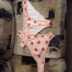 4/$40 New Strawberry Print Pink Women's Thong-Style Panties (2) - Size 5XL (4X)